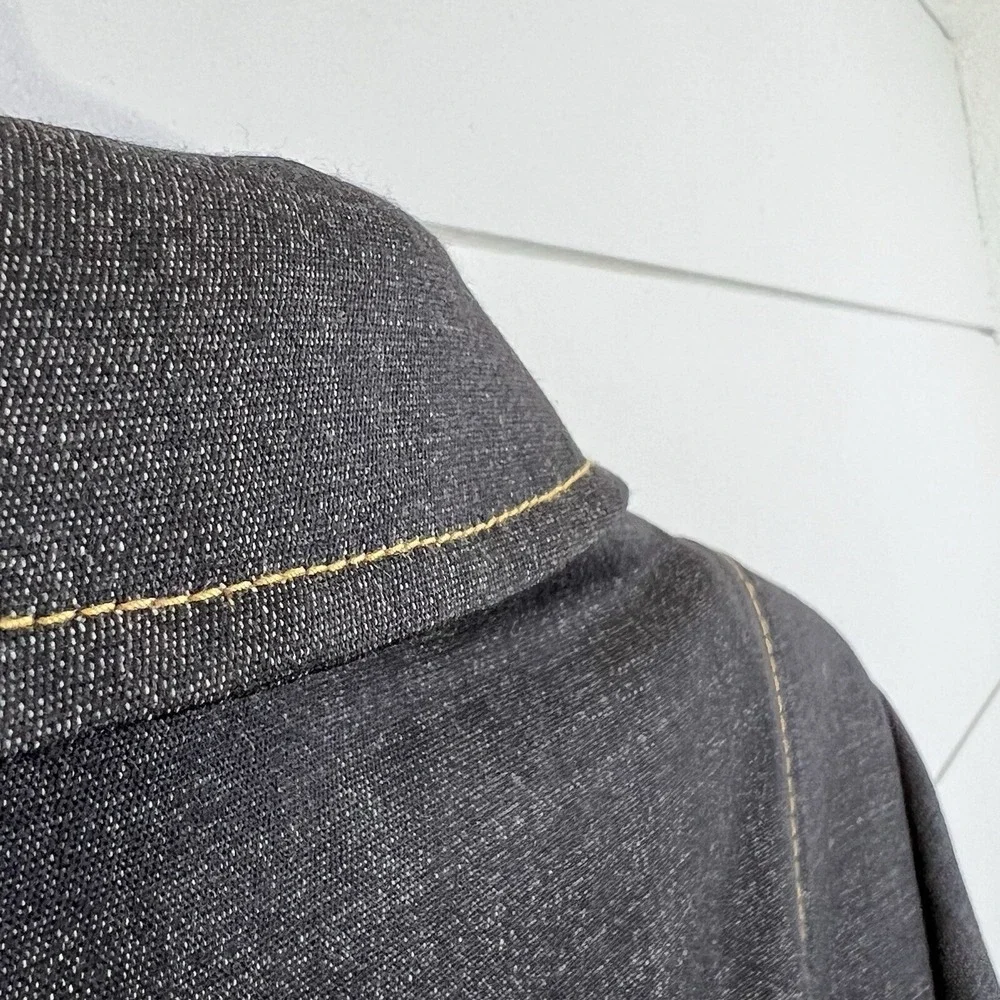 Lafayette 148 New York Blazer Women 8 Wool Contrast‎ Stitch Charcoal Chambray